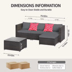 Outdoor Garden Furniture Set All Weather Outdoor Sofa PE Garden Furniture Wicker Rattan Garden Reception Set (Gray)
