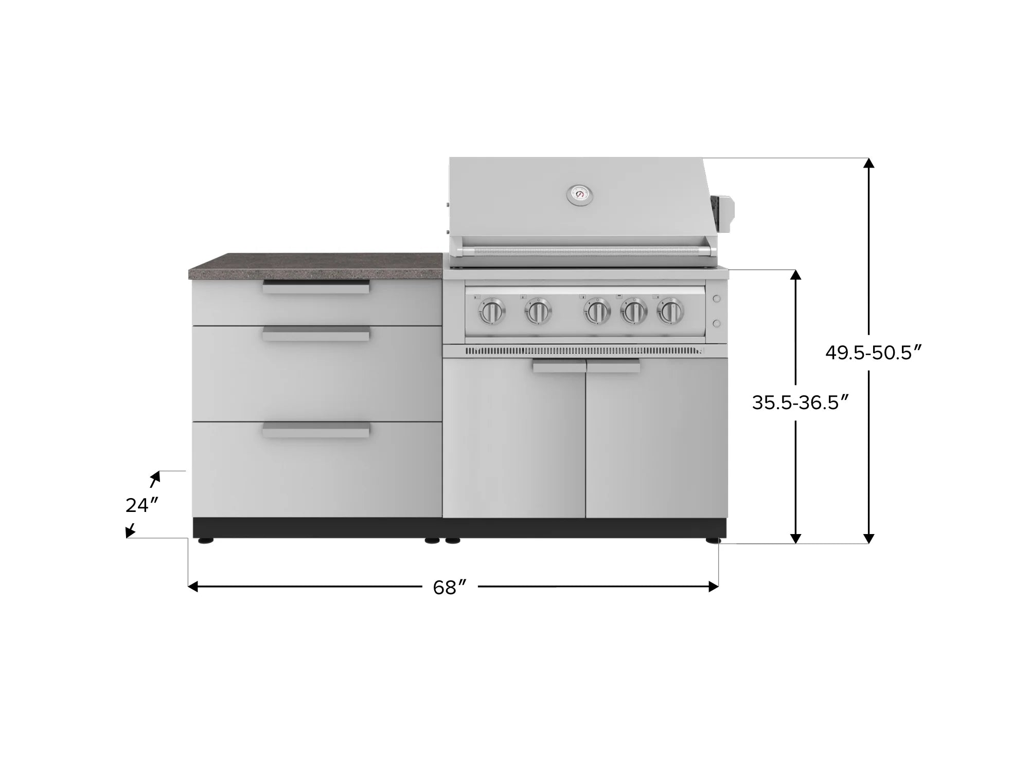 Classic Series 4PC Modular Outdoor Kitchen · 304 Stainless Steel · SS Door · Platinum Grill