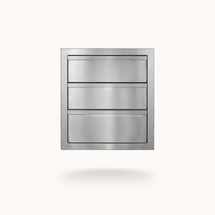 American Made Grills 18" Deluxe 3-Drawer Outdoor Kitchen Storage Unit | Built-In Ready