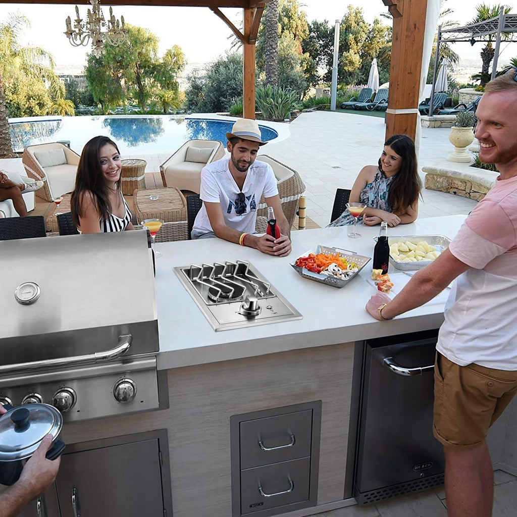 Single Grilling Side Burners for Outdoor Kitchen, 15,000BTU Liquid Propane Si...