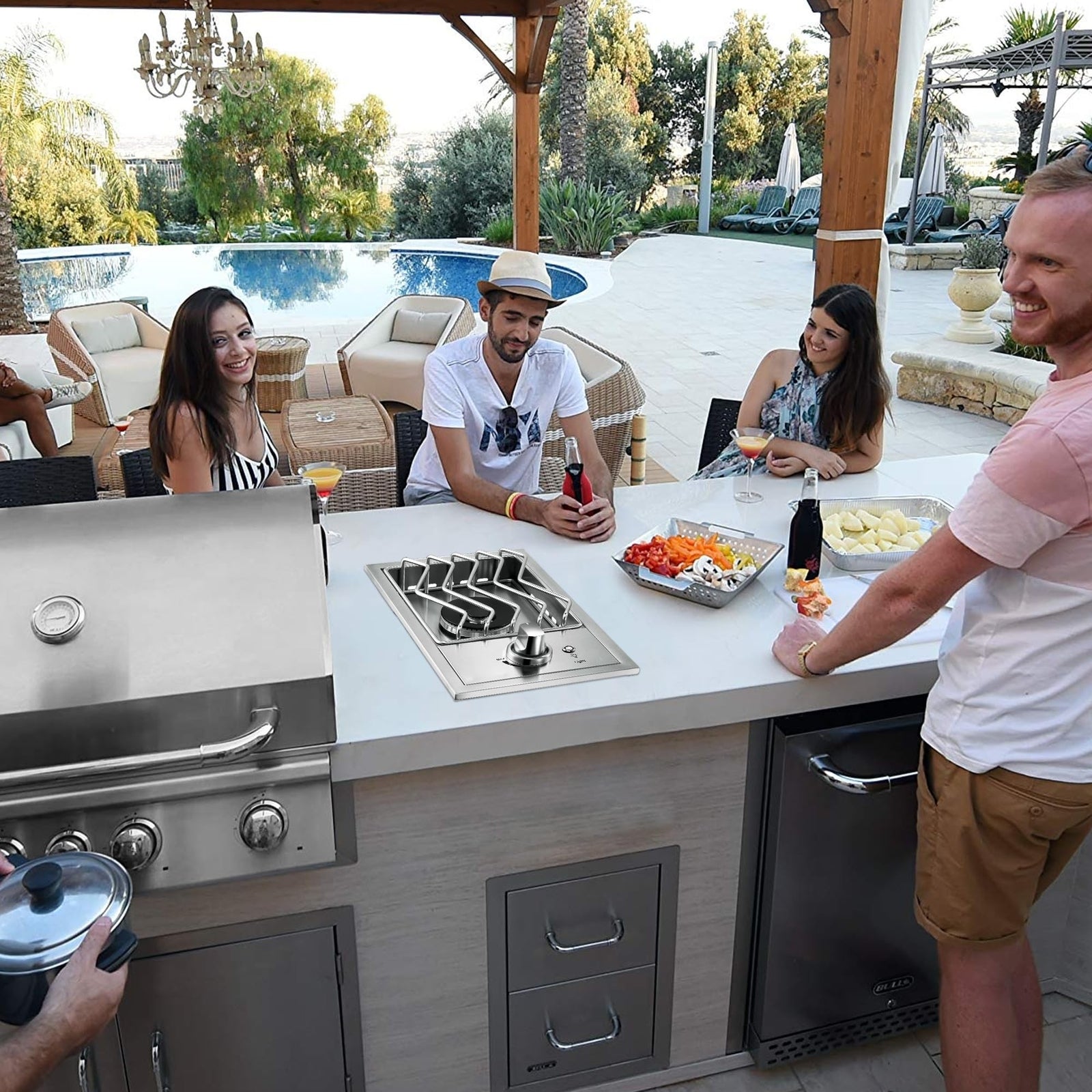 Single Grilling Side Burners for Outdoor Kitchen, 15,000BTU Liquid Propane Si...