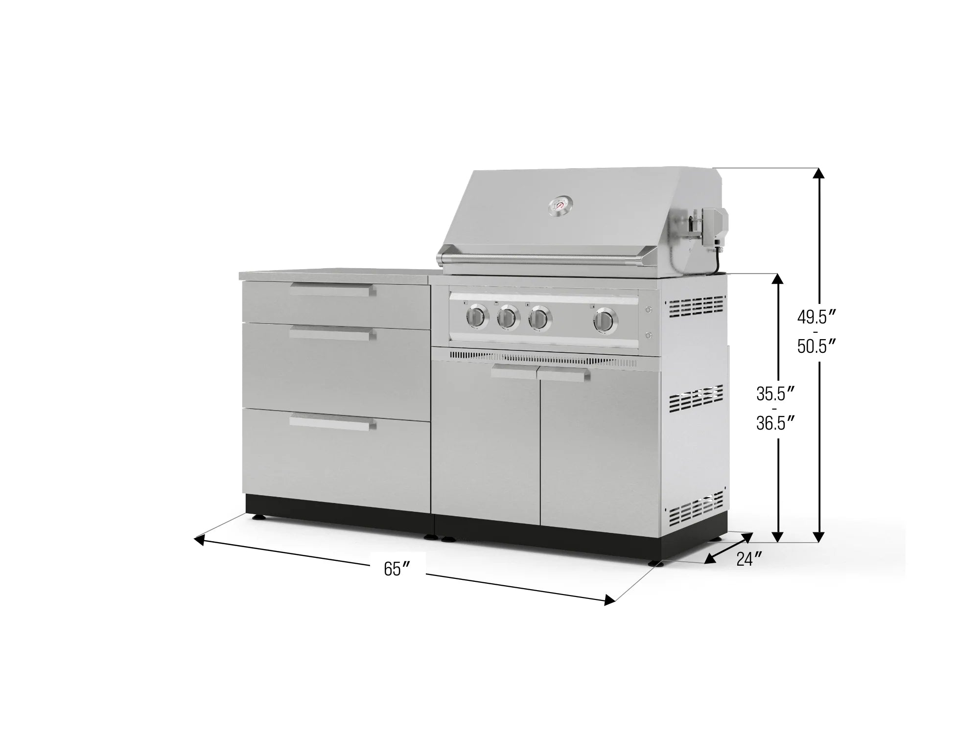 Classic Series 4PC Modular Outdoor Kitchen · 304 Stainless Steel · SS Door · Platinum Grill