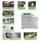 46 In. 4-Burner 72,000 BTU Stainless Steel Outdoor Kitchen BBQ Grill Island, Wine Refrigerator, Rotisserie, in Sliver