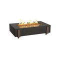 American Fyre Design Iron Saddle 60" Rectangle Fire Table - Travertine