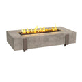 American Fyre Design Iron Saddle 72" Rectangle Fire Table - Travertine