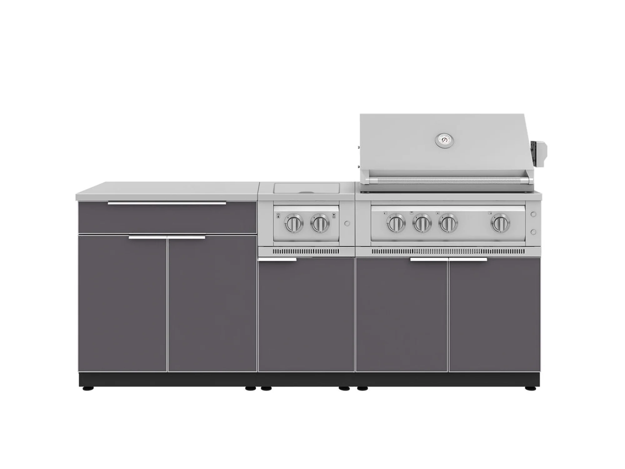 Classic Series 6-Piece Modular Outdoor Kitchen | Aluminum Frame, Tempered Glass Doors & Platinum Grill