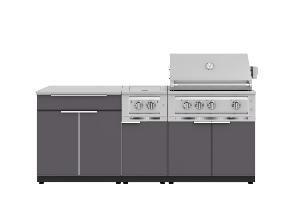 Classic Series 6-Piece Modular Outdoor Kitchen | Aluminum Frame, Tempered Glass Doors & Platinum Grill