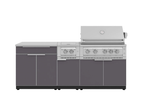 Classic Series 6-Piece Modular Outdoor Kitchen | Aluminum Frame, Tempered Glass Doors & Platinum Grill
