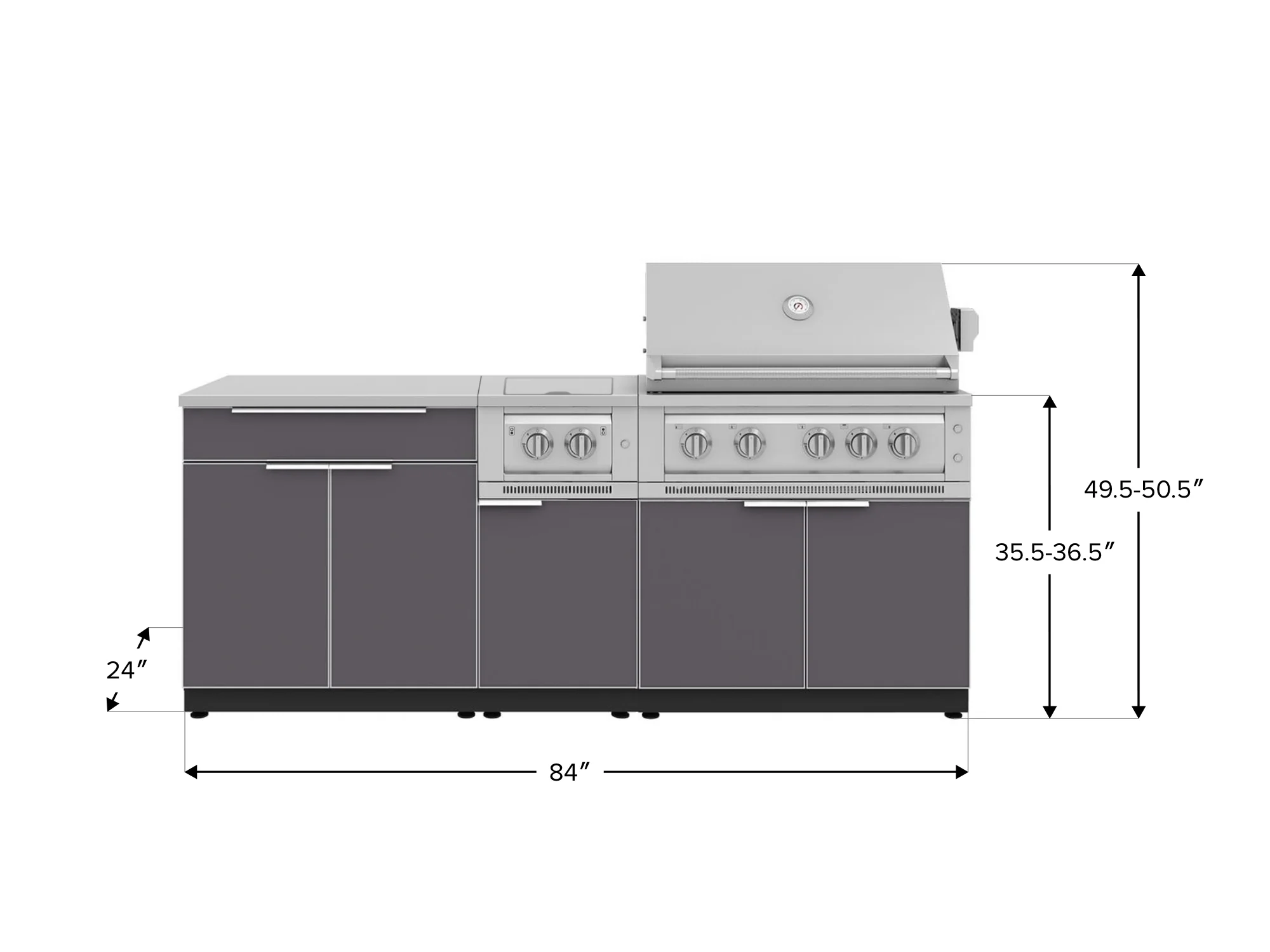 Classic Series 6-Piece Modular Outdoor Kitchen | Aluminum Frame, Tempered Glass Doors & Platinum Grill