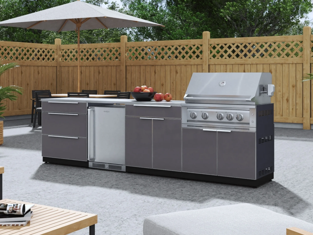 Classic Series 6-Piece Modular Outdoor Kitchen | Aluminum Frame, Tempered Glass Doors & Platinum Grill