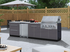 Classic Series 6-Piece Modular Outdoor Kitchen | Aluminum Frame, Tempered Glass Doors & Platinum Grill