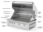Classic Series 6-Piece Modular Outdoor Kitchen | Aluminum Frame, Tempered Glass Doors & Platinum Grill