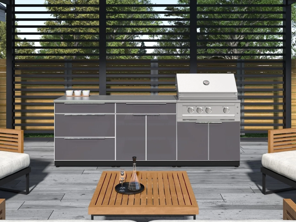 Classic Series 6-Piece Modular Outdoor Kitchen | Aluminum Frame, Tempered Glass Doors & Platinum Grill