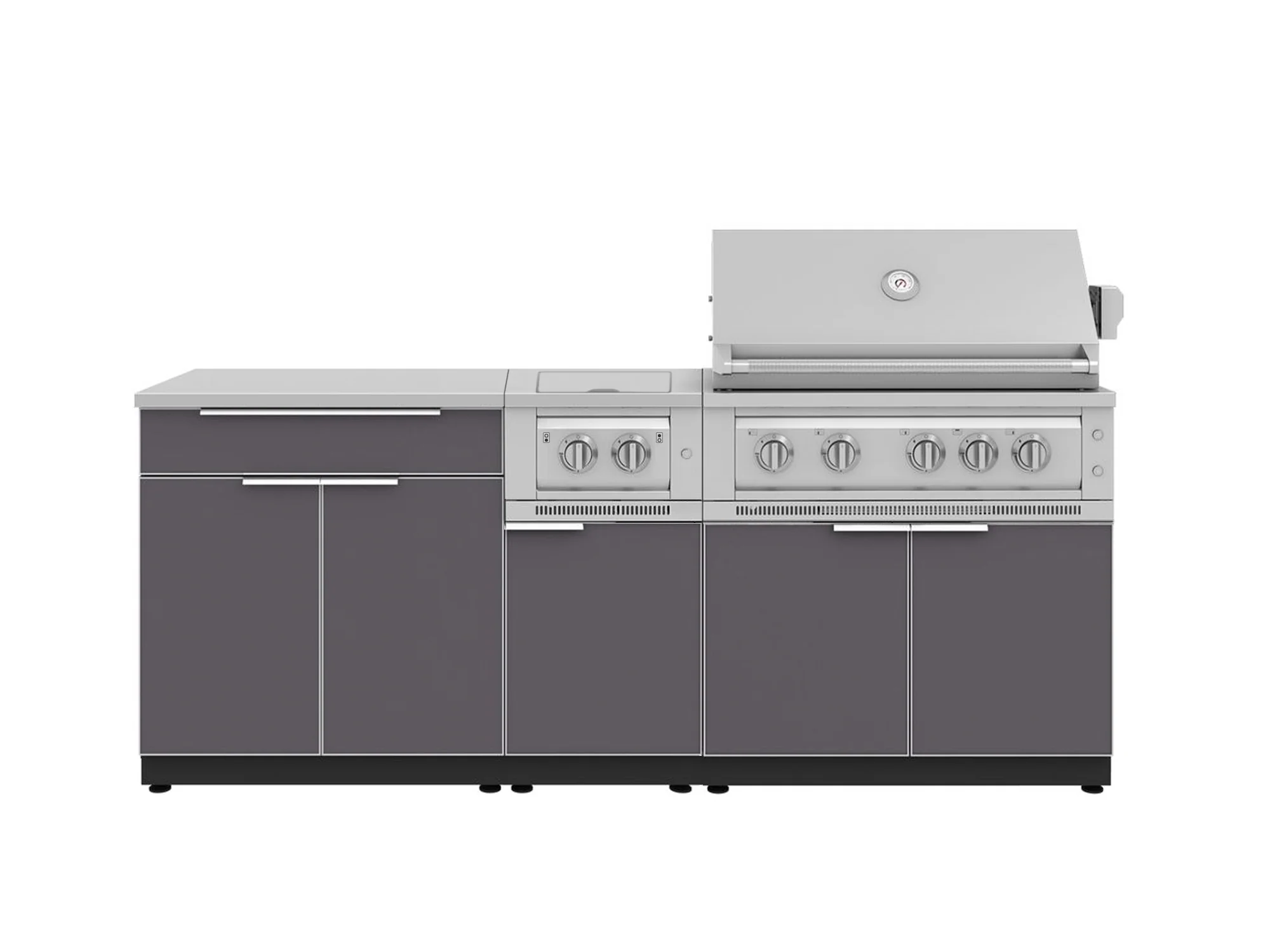 Classic Series 6-Piece Modular Outdoor Kitchen | Aluminum Frame, Tempered Glass Doors & Platinum Grill