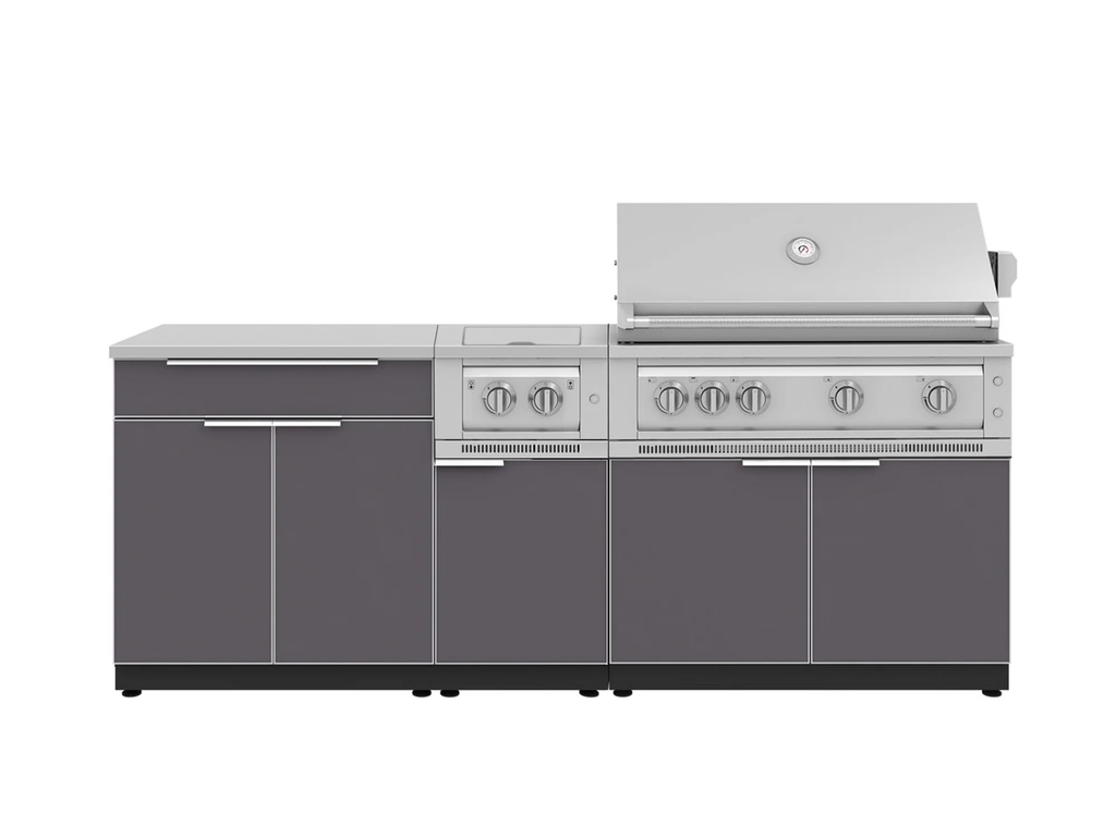 Classic Series 6-Piece Modular Outdoor Kitchen | Aluminum Frame, Tempered Glass Doors & Platinum Grill