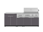 Classic Series 6-Piece Modular Outdoor Kitchen | Aluminum Frame, Tempered Glass Doors & Platinum Grill