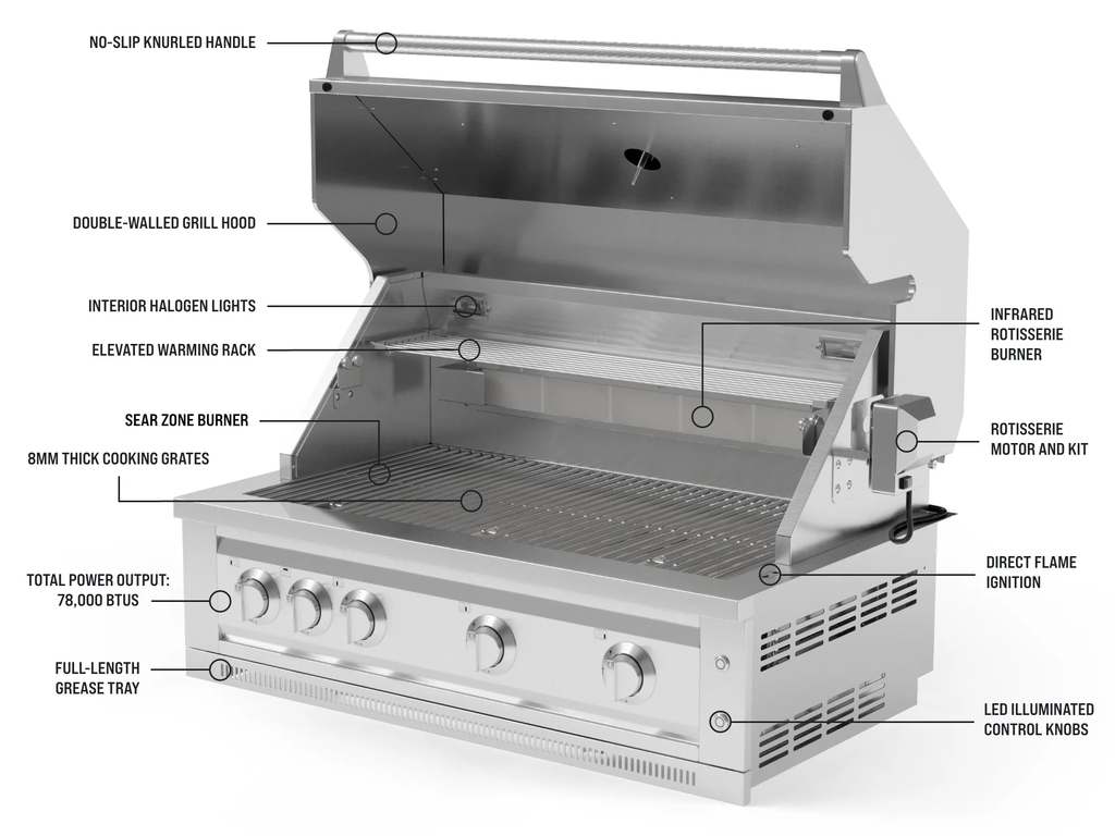 Classic Series 6-Piece Modular Outdoor Kitchen | Aluminum Frame, Tempered Glass Doors & Platinum Grill
