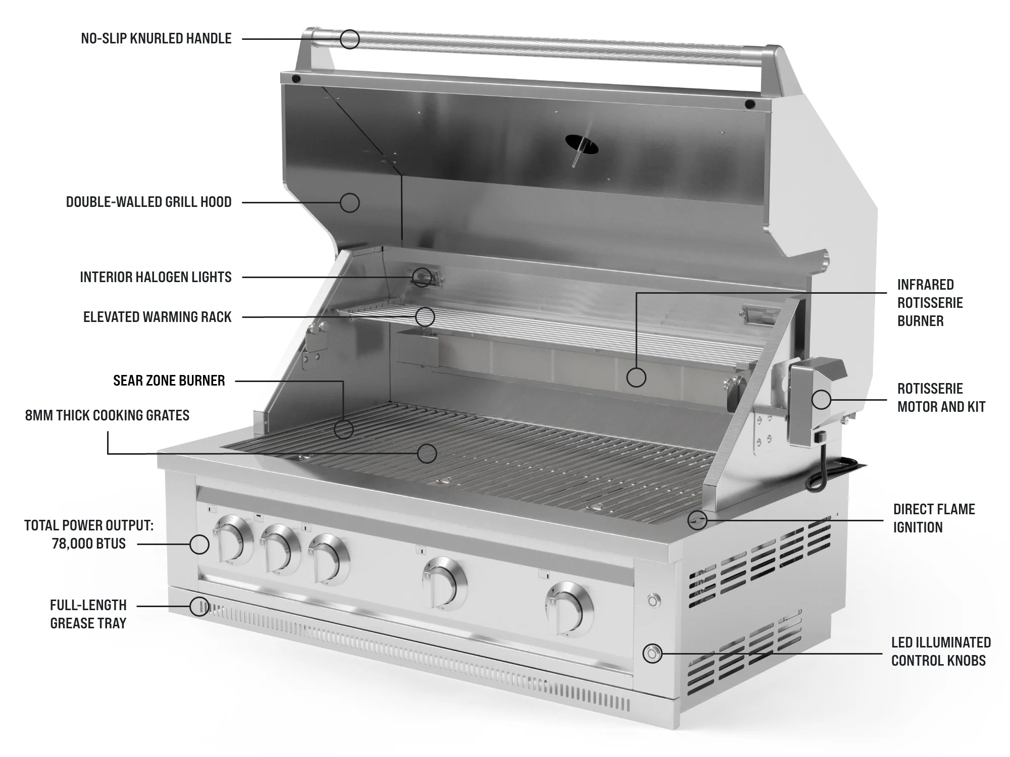 Classic Series 6-Piece Modular Outdoor Kitchen | Aluminum Frame, Tempered Glass Doors & Platinum Grill