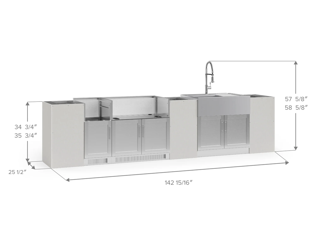Signature Series 8-Piece Custom Outdoor Kitchen | 304 Stainless Steel with Shaker-Style Doors