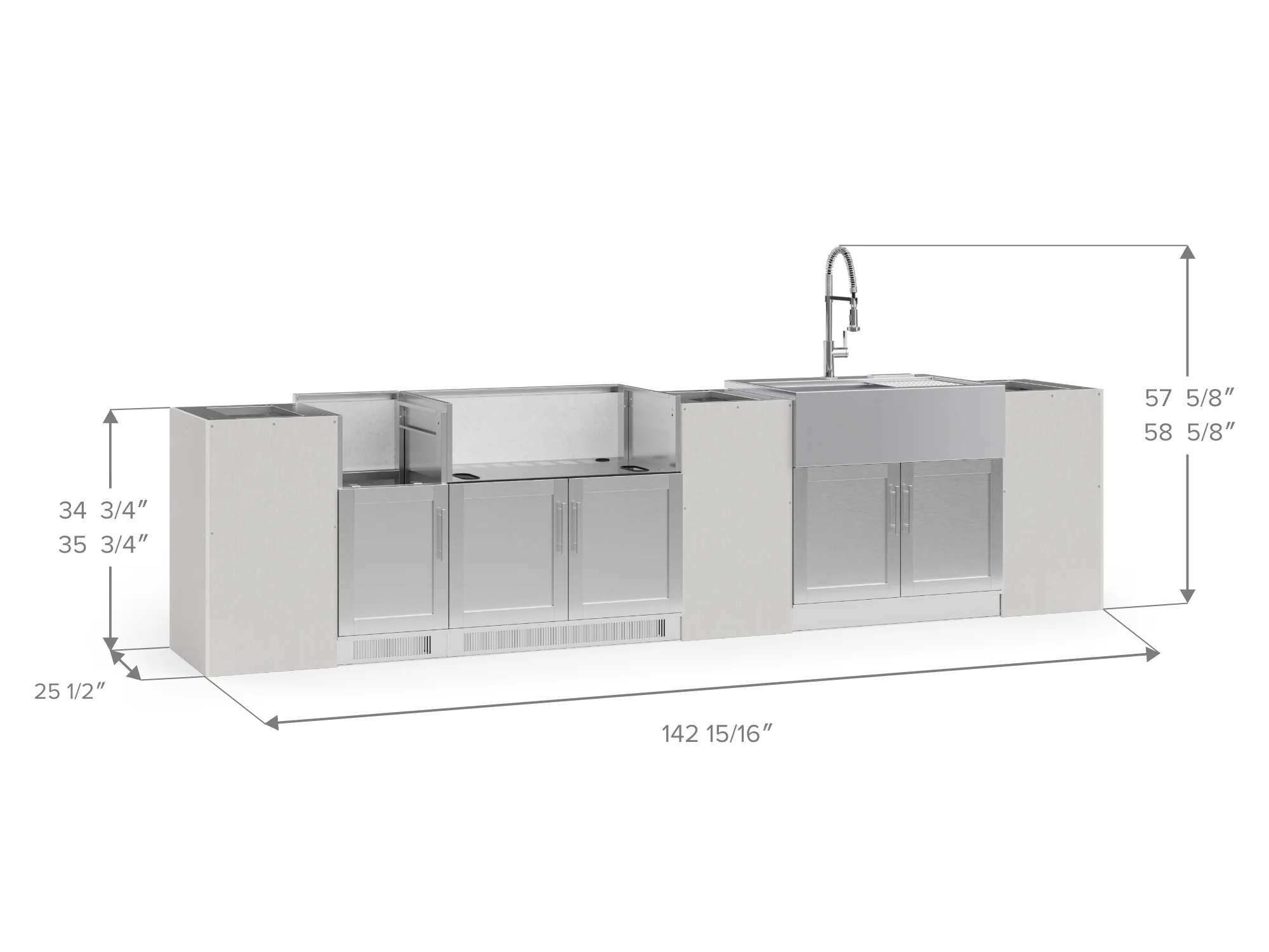 Signature Series 8-Piece Custom Outdoor Kitchen | 304 Stainless Steel with Shaker-Style Doors