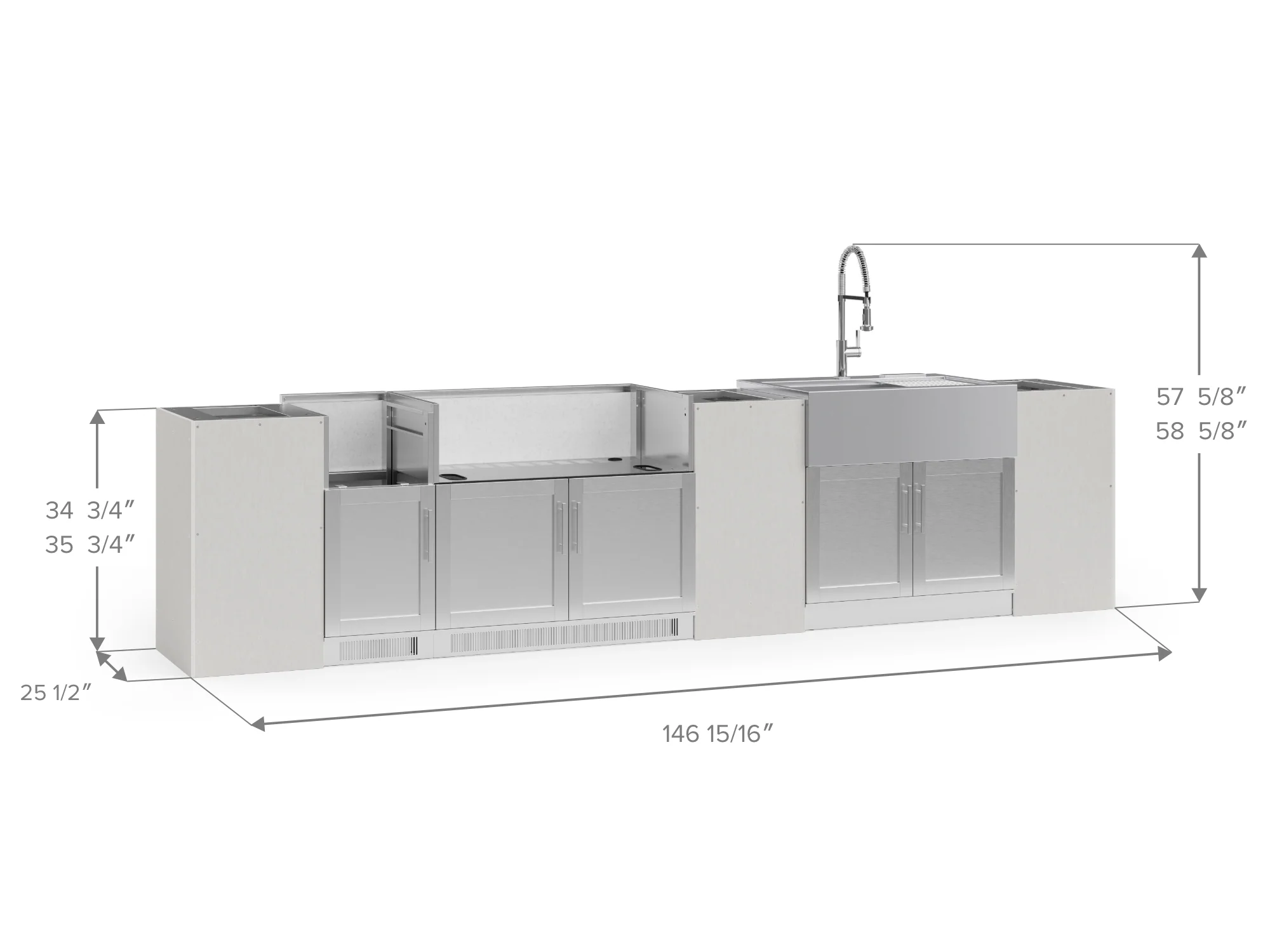 Signature Series 8-Piece Custom Outdoor Kitchen | 304 Stainless Steel with Shaker-Style Doors