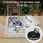 Single Grilling Side Burners for Outdoor Kitchen, 15,000BTU Liquid Propane Si...