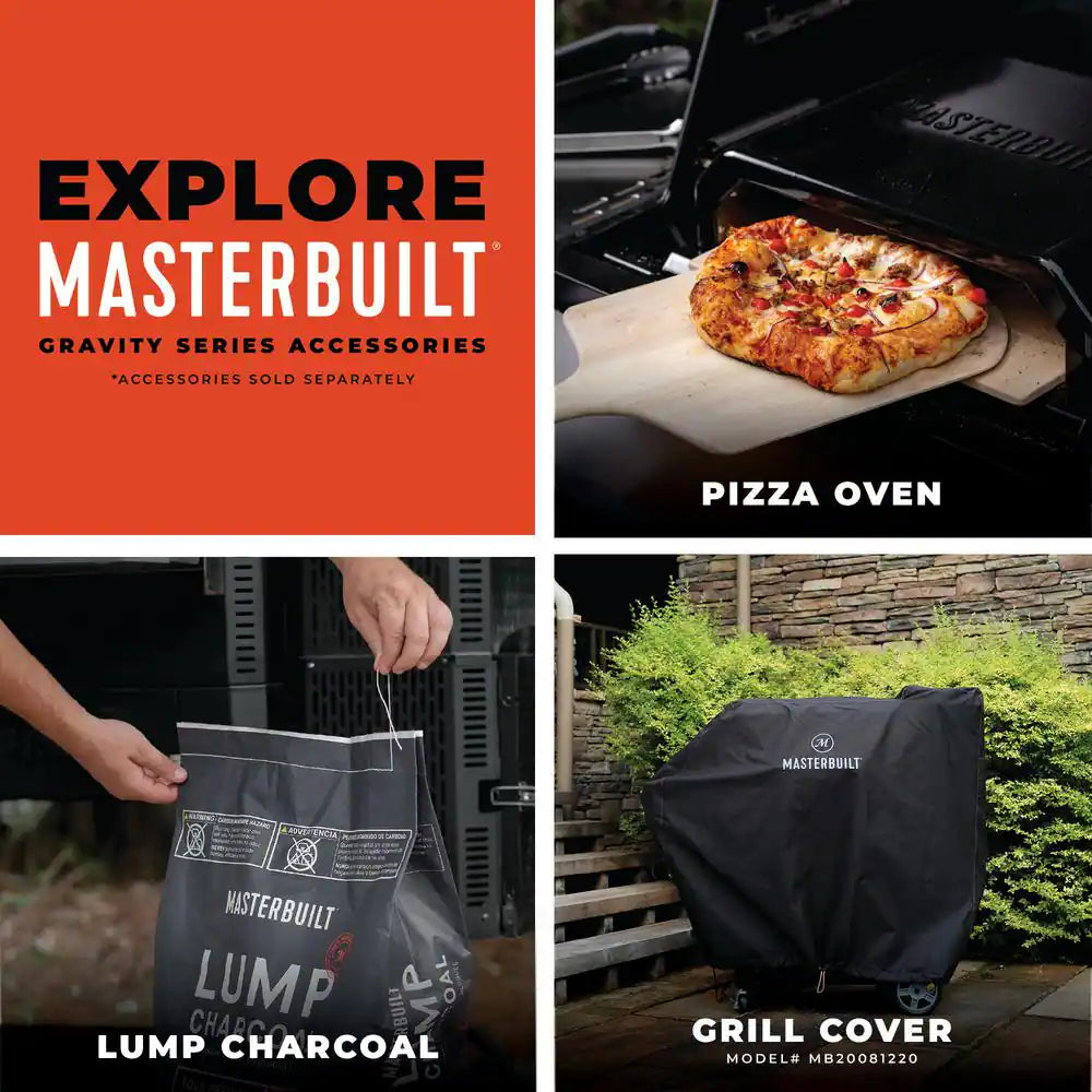 Gravity Series Charcoal Grill plus Smoker in Black 1150 Sq. In.