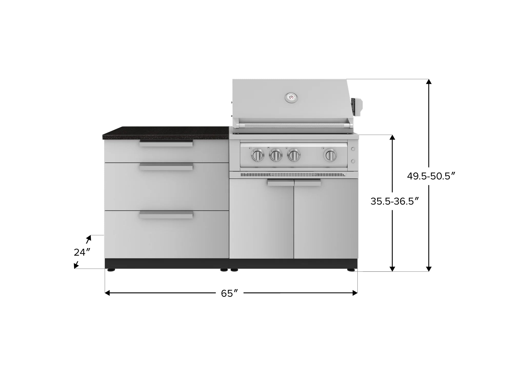 Classic Series 4PC Modular Outdoor Kitchen · 304 Stainless Steel · SS Door · Platinum Grill