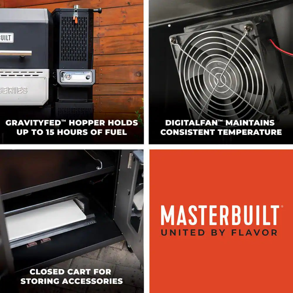 Gravity Series Charcoal Grill plus Smoker in Black 1150 Sq. In.