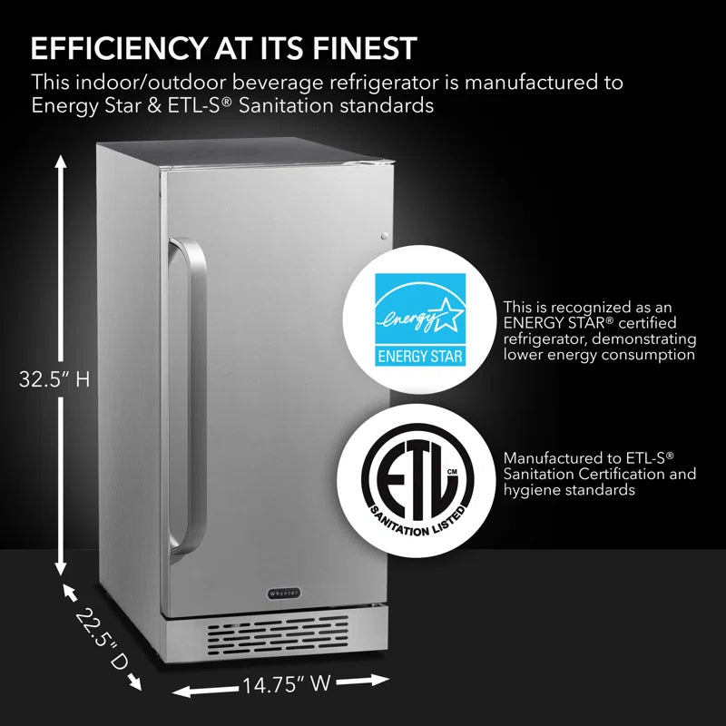 3.0 Cu.Ft. Indoor Outdoor Beverage Refrigerator Stainless Steel