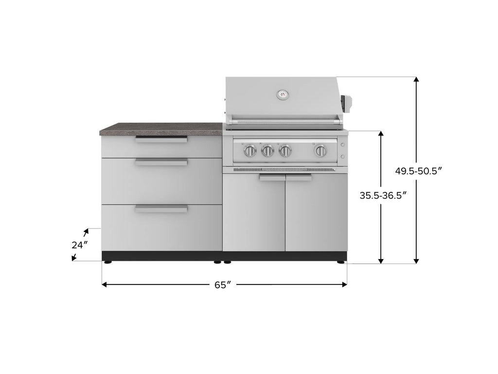 Classic Series 4PC Modular Outdoor Kitchen · 304 Stainless Steel · SS Door · Platinum Grill