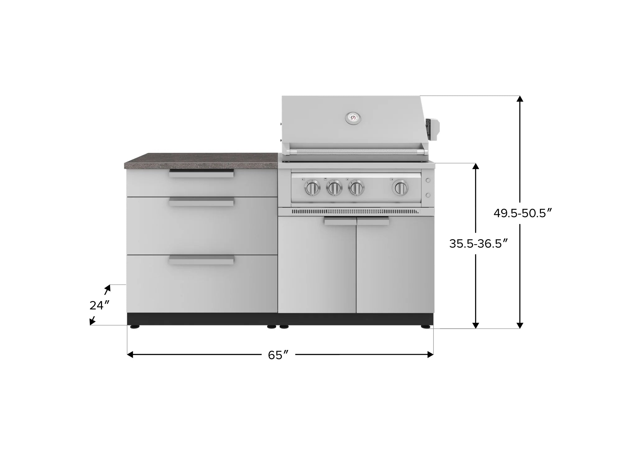 Classic Series 4PC Modular Outdoor Kitchen · 304 Stainless Steel · SS Door · Platinum Grill