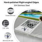 Single Grilling Side Burners for Outdoor Kitchen, 15,000BTU Liquid Propane Si...